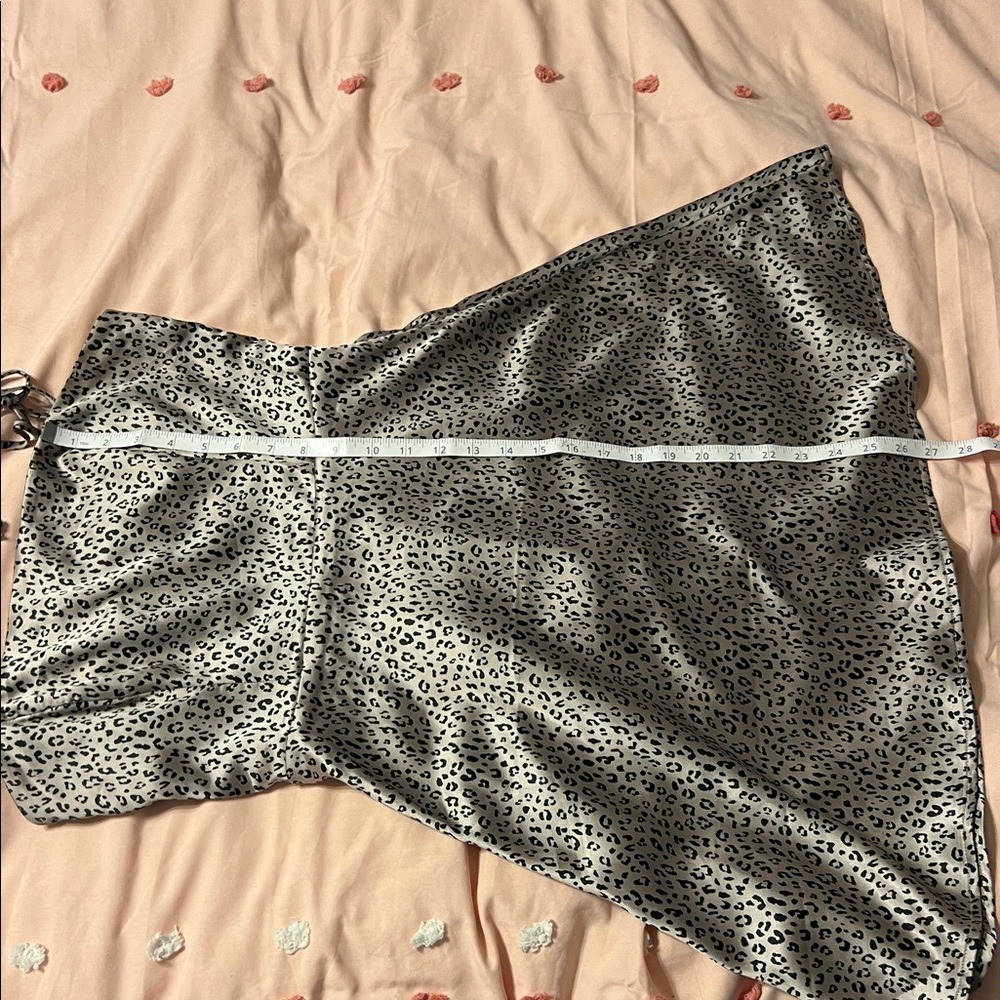 Socialite Satin Leopard Print Tie Strap Mini Dress Small | Smocked Back Animal - Picture 8 of 12